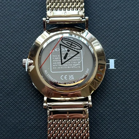 Coach Perry Watch With 36mm BurgundyRed Face With dinosaur & Golden MeshBracelet - Picture 3 of 6